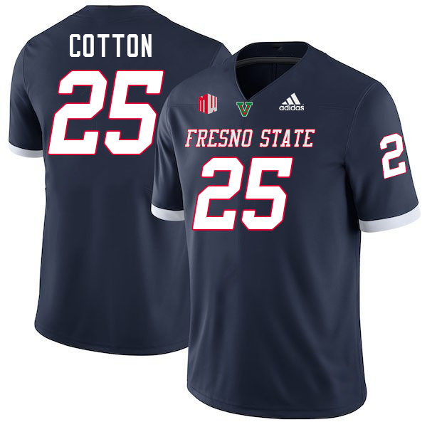 Fresno State Bulldogs #25 Keynan Cotton College Football Jerseys Stitched-Navy